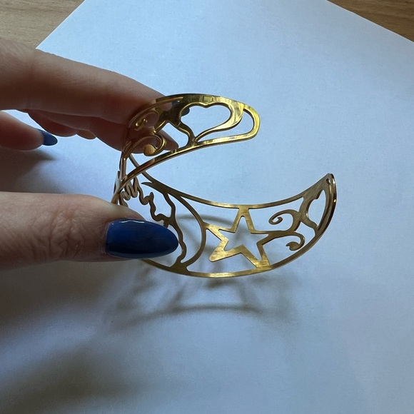 Gold Tone Celestial Cuff Bracelet - Picture 6 of 10